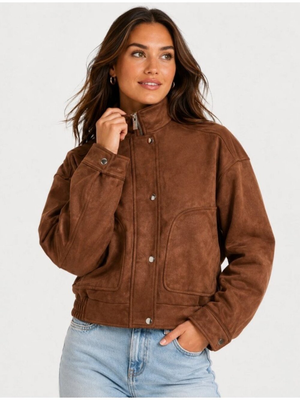 Universal Thread Faux Suede Fashion Bomber Jacket | Rust Brown | Size M